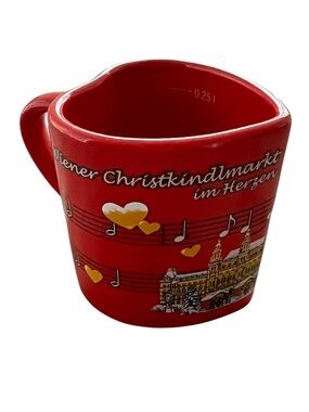 Wiener Christkindlmarkt Red Ceramic Heart Mug Musical Design - Christmas Market